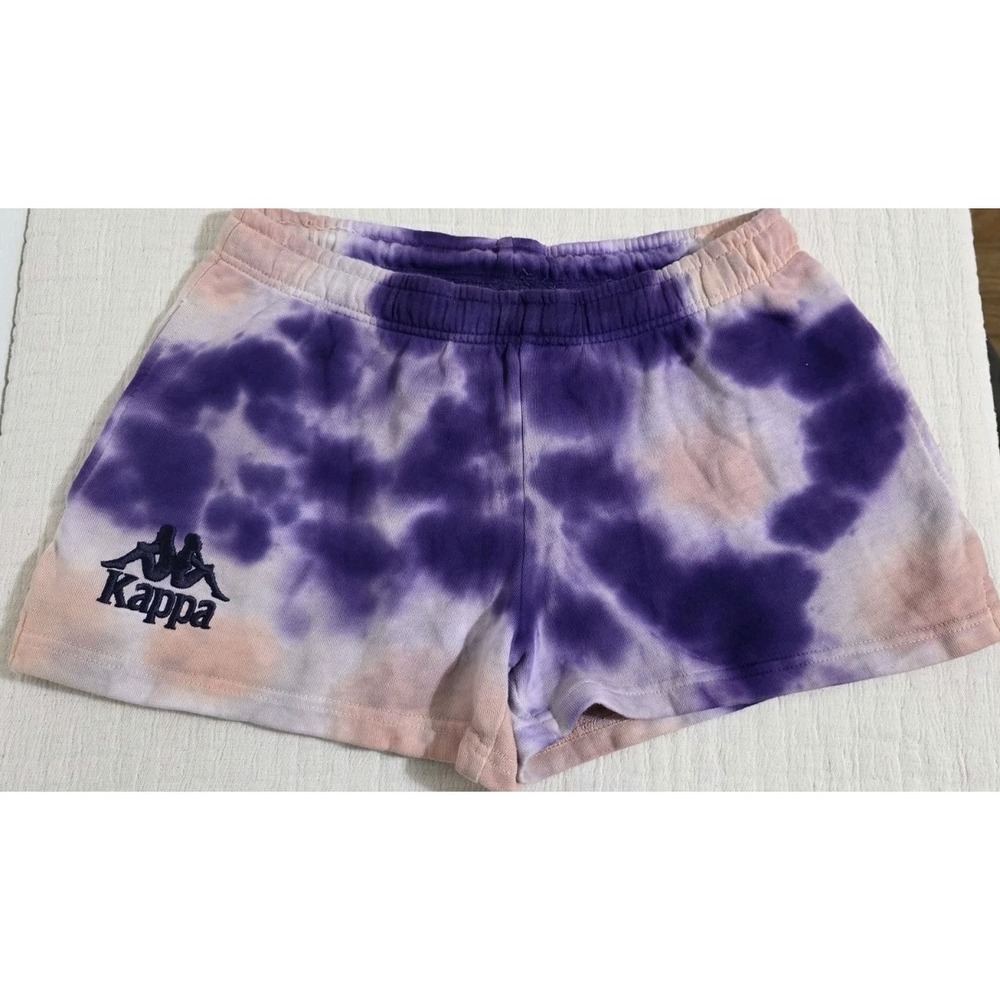 Kappa Sweat Shorts Lounge Tie Dye Purple Pink Pockets Womans Sz XS‎